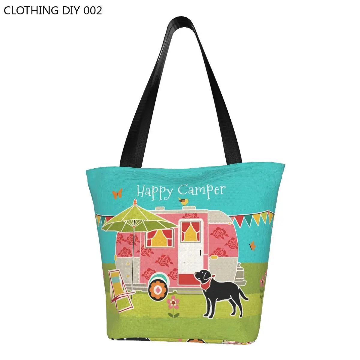 

Милые сумки-тоуты для покупок, многоразовая мультяшная сумка на плечо для домов на колесах, приключений, кемпинга, продуктов