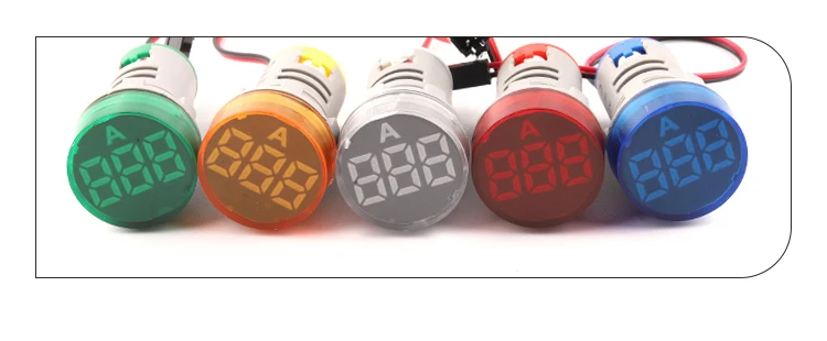 Description Picture 4 of item22mm Frosted Round Panel Digital Ammeter Amp Tester Meters LED Indicator Pilot Lamp Light Current Meter 0-100A AC 50-500V