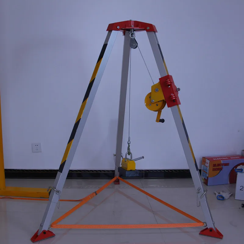 

Firefighting aluminum alloy rescue portable tripod with stretchable rescue tripod, fire wellhead self-locking brake emergency