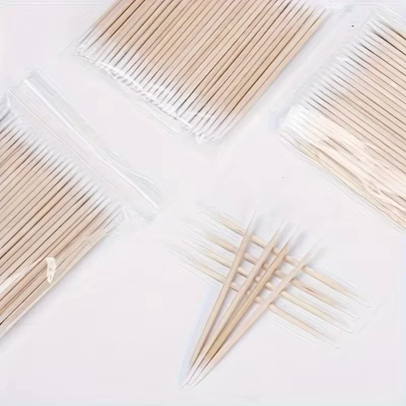 Disposable Ultra-small Micro Brushes Eyelash Extension Glue Removing Tools Double-end wood cotton swab Lint-Free 7cm