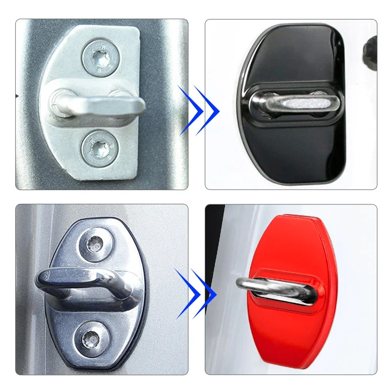 Car Door Lock Cover 4 PCS/Set Fashion Stainless Steel For AUDI TT A1 A3 A4 A5 A7 A8 Q3 Q5 Q7 S3 S4 TTS