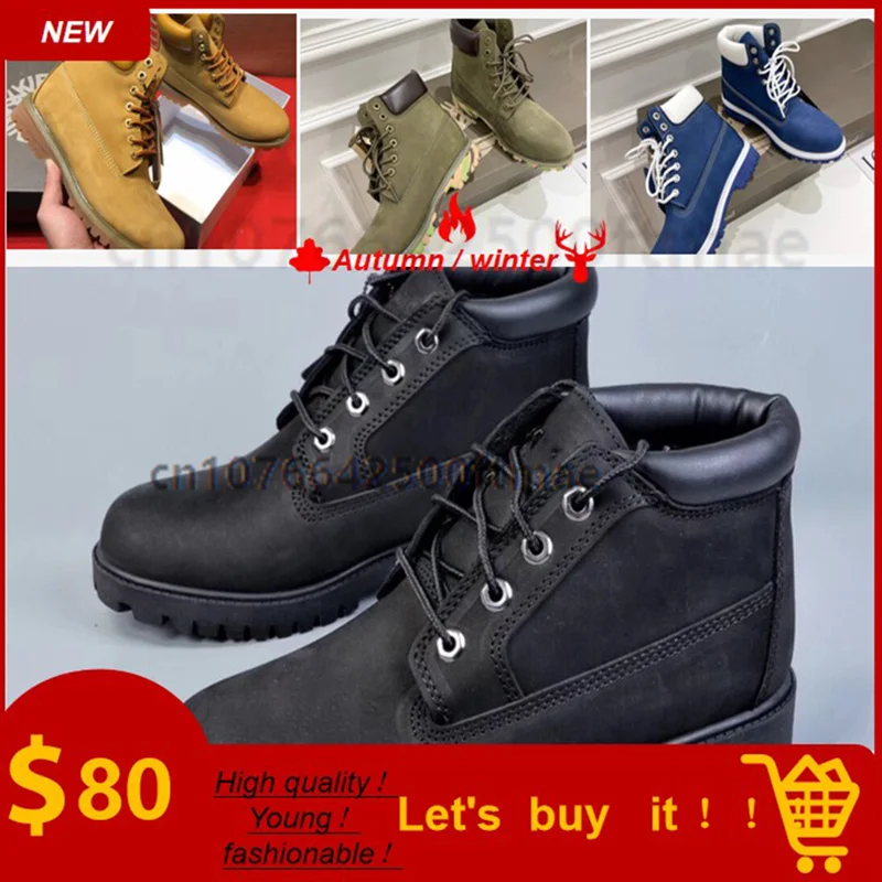 

Original Tim snow Boots America Brand women men Shoes Outdoor Warm Waterproof Insulation cotton Cowhide Anti-slip size 35-45