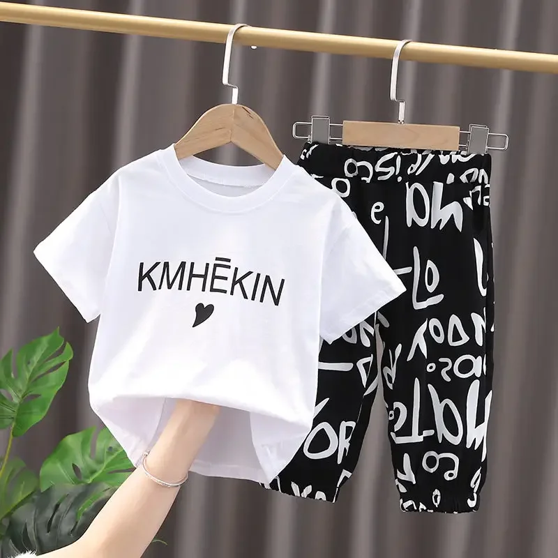 

2024 New Cotton Summer Baby Children Shorts Suit T-shirt Todder Boy and Girl Kids Cartoon Cute Clothes Cheap Stuff 0-5 Years