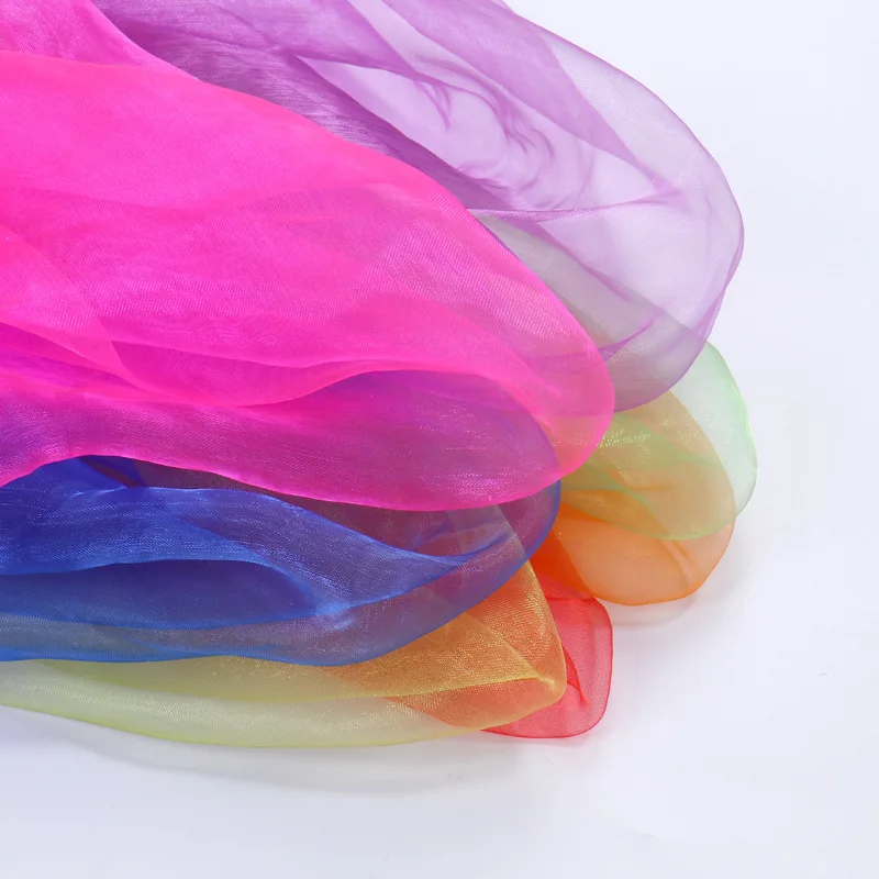 Vibrant Multi-Color Chiffon Silk Scarf for Performance and Dance