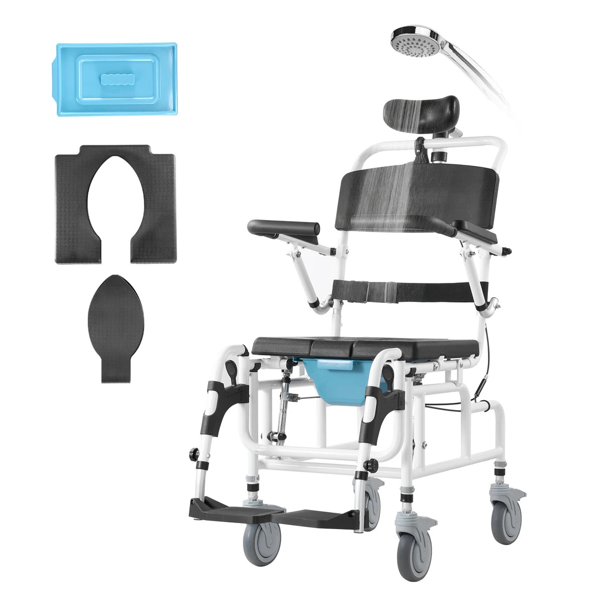 SucceBuy Shower Wheelchair  17.5 in Width Aluminum Alloy Bathroom Wheelchair for Inside Shower for Disabled Adult  300 lbs