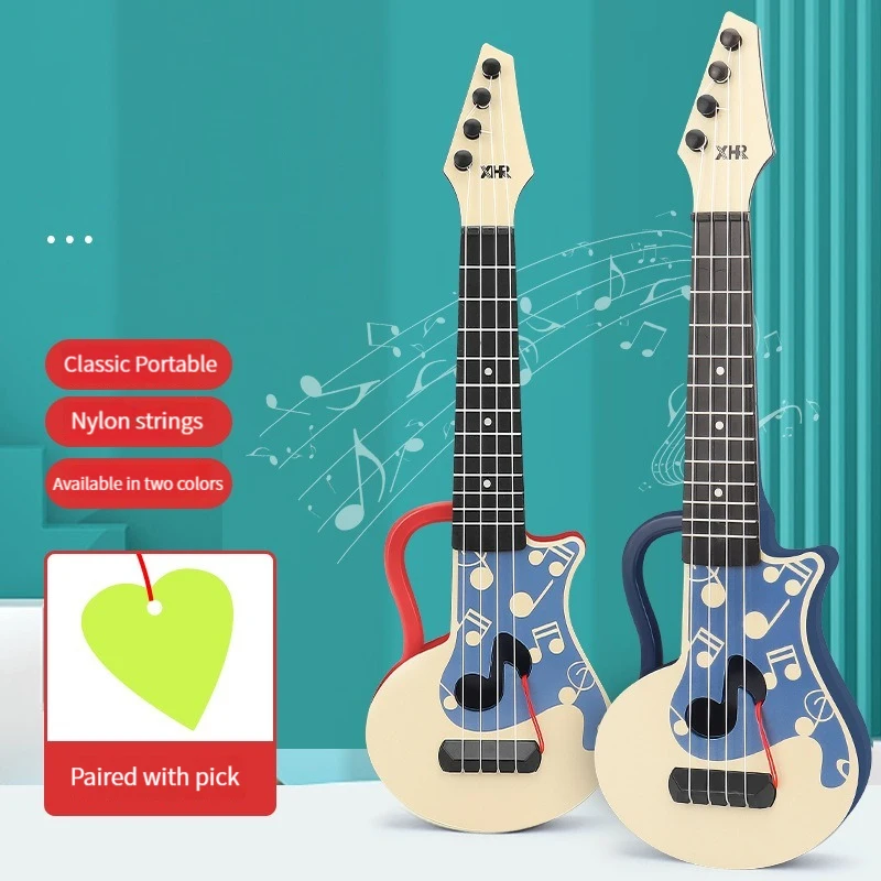 Children Toy Ukulele Musical Intrument Small Guitar 4 Strings Early Montessori Education Ukulele Toy for Kids Toddler Music Game 2