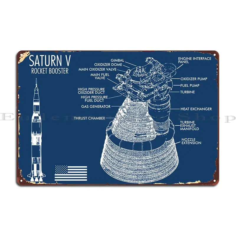 Saturn V Tech Specifiche Boost Metal Sign Crea Club Wall Decor Crea Cinema Tin Sign Poster