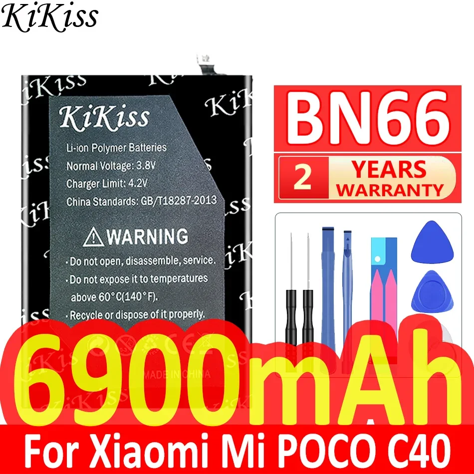 

6900mAh KiKiss Powerful Battery BN66 BN 66 For Xiaomi Mi POCO C40 Mobile Phone Batteries