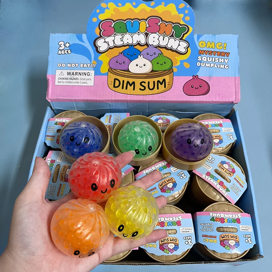 Vibrant Mini Glitter Dumpling Squishy Stress Relief Toy Set
