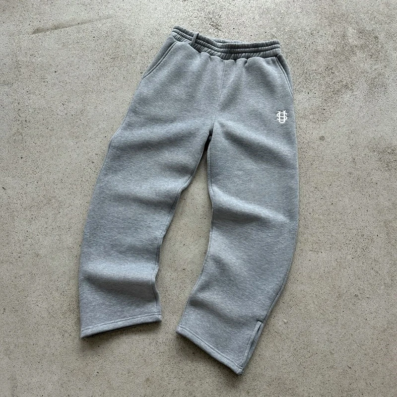 Autumn Drawstring Zipper Sweatpants Solid Color Casual High Street Hip-Hop Rap Street Y2K Style High Waist Trousers