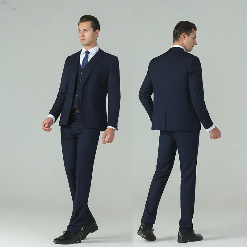 6XL ( Blazer + Vest + Pants ) High-end Business Formal Slim Men Suits British Style Large Size Groom Wedding Dress 3-piece Set