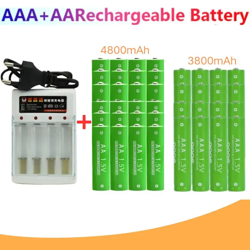 

100% Original 1.5V AA4800mAh+AAA3800mAh Rechargeable Alkaline Battery NI-MH 1.5 V Battery for Clocks Mice Computers Toys So On