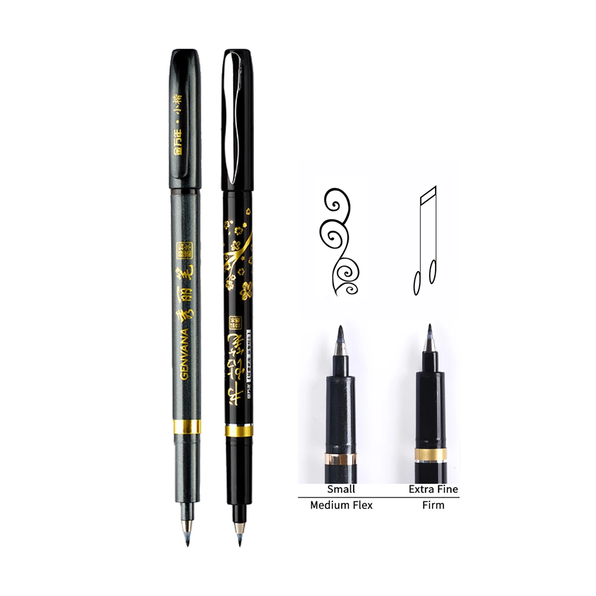 Eco-Friendly Refillable Calligraphy Brush Pen Set with Black Ink for Artistic and Everyday Use