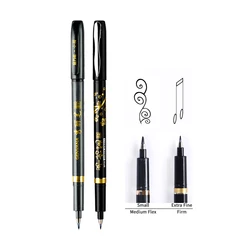 Eco - Friendly Refillable Calligraphy Brush Pen Set with Black Ink for Artistic and Everyday Use (2PCS STUDENT S EF)
