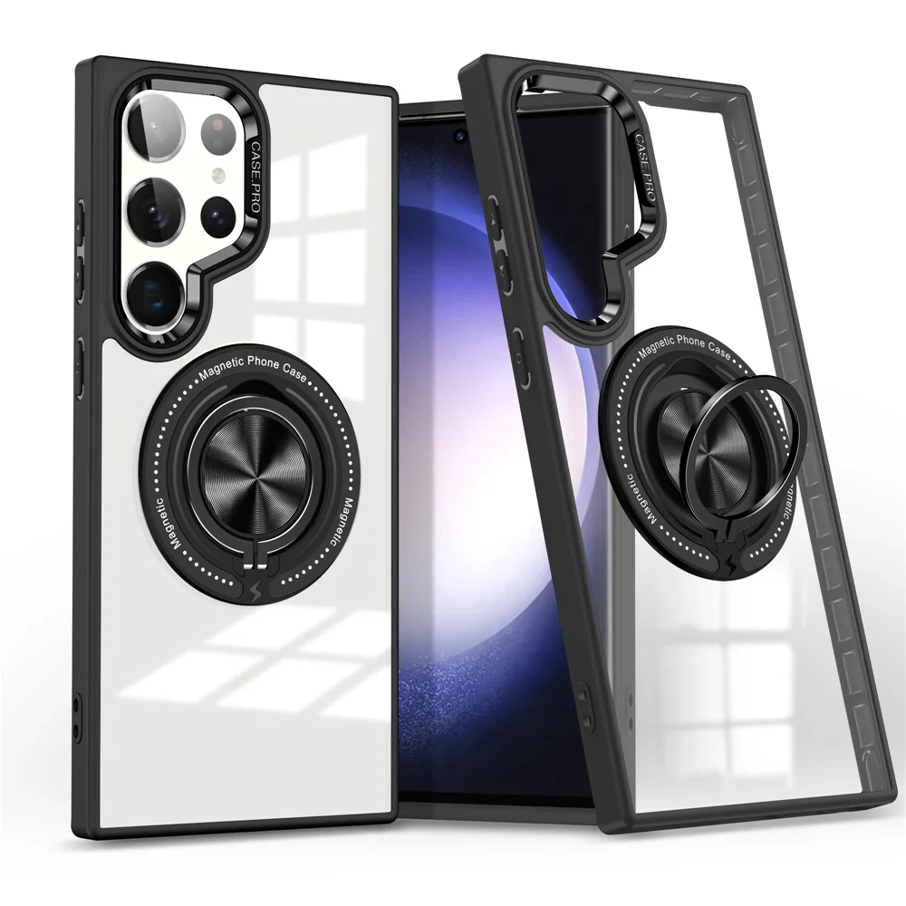 Custodia IPhone 15 Plus Con Anello Magnetico 360° E Supporto, Antishock Militare, Sottile Nera - 2