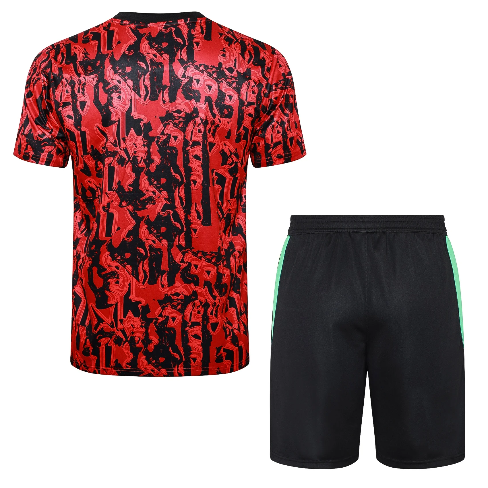 Adidas Soccer Jerseys Men Athletic Fashionable Short-sleeved Above-the-knee Shorts Polyester Training Suit Red Black