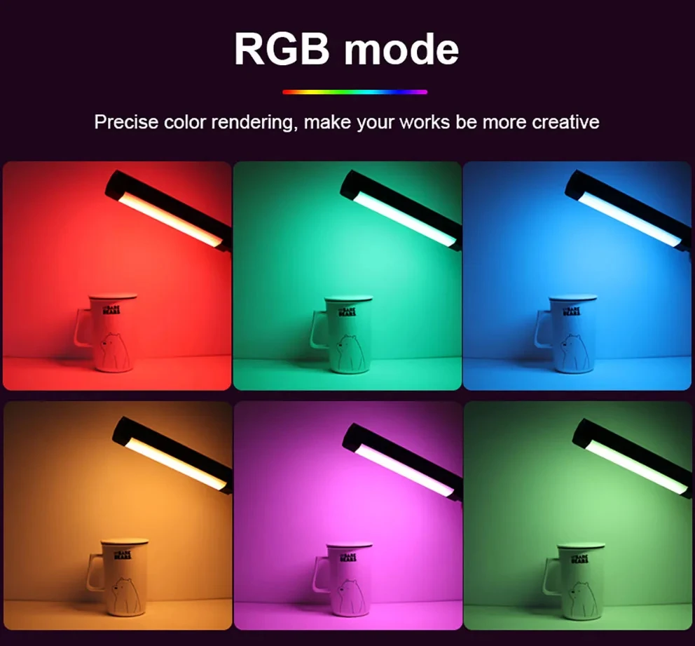 LUXCEO V8 LED 사진 조명, 휴대용 RGB 라이트 튜브 스틱, 비디오 소프트 라이트, 2000mAh 배터리 카메라 필, LUXCEO P200