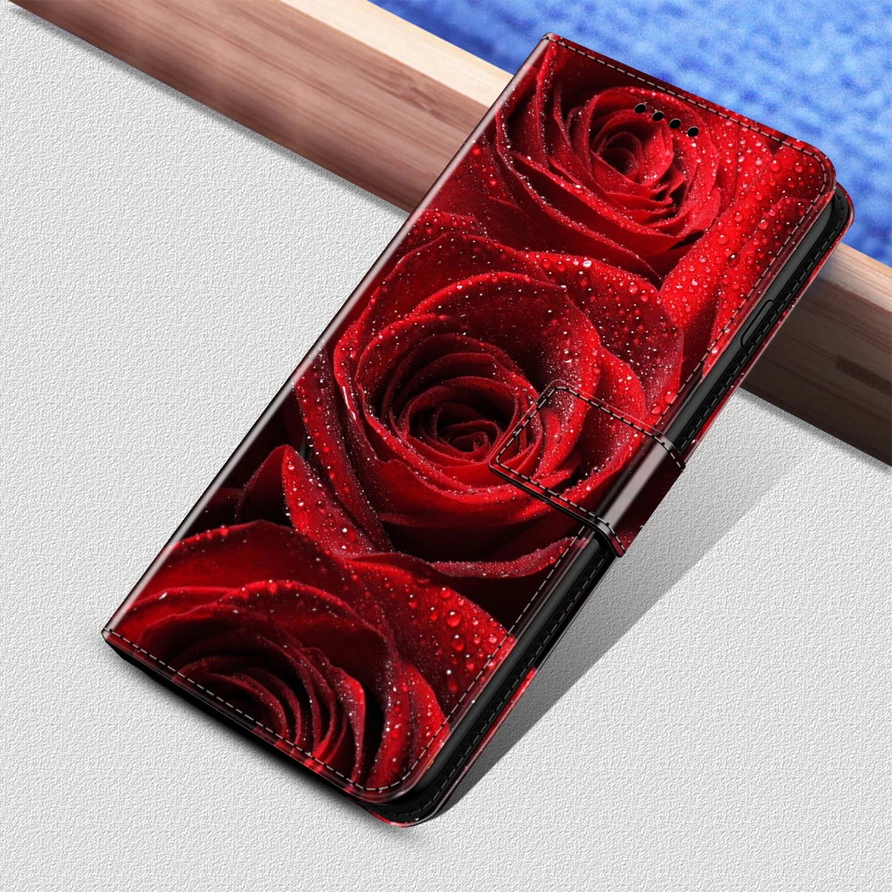 Leather Flip Wallet Case with Magnetic Closure and Stand - Elegant Design with Card Slots