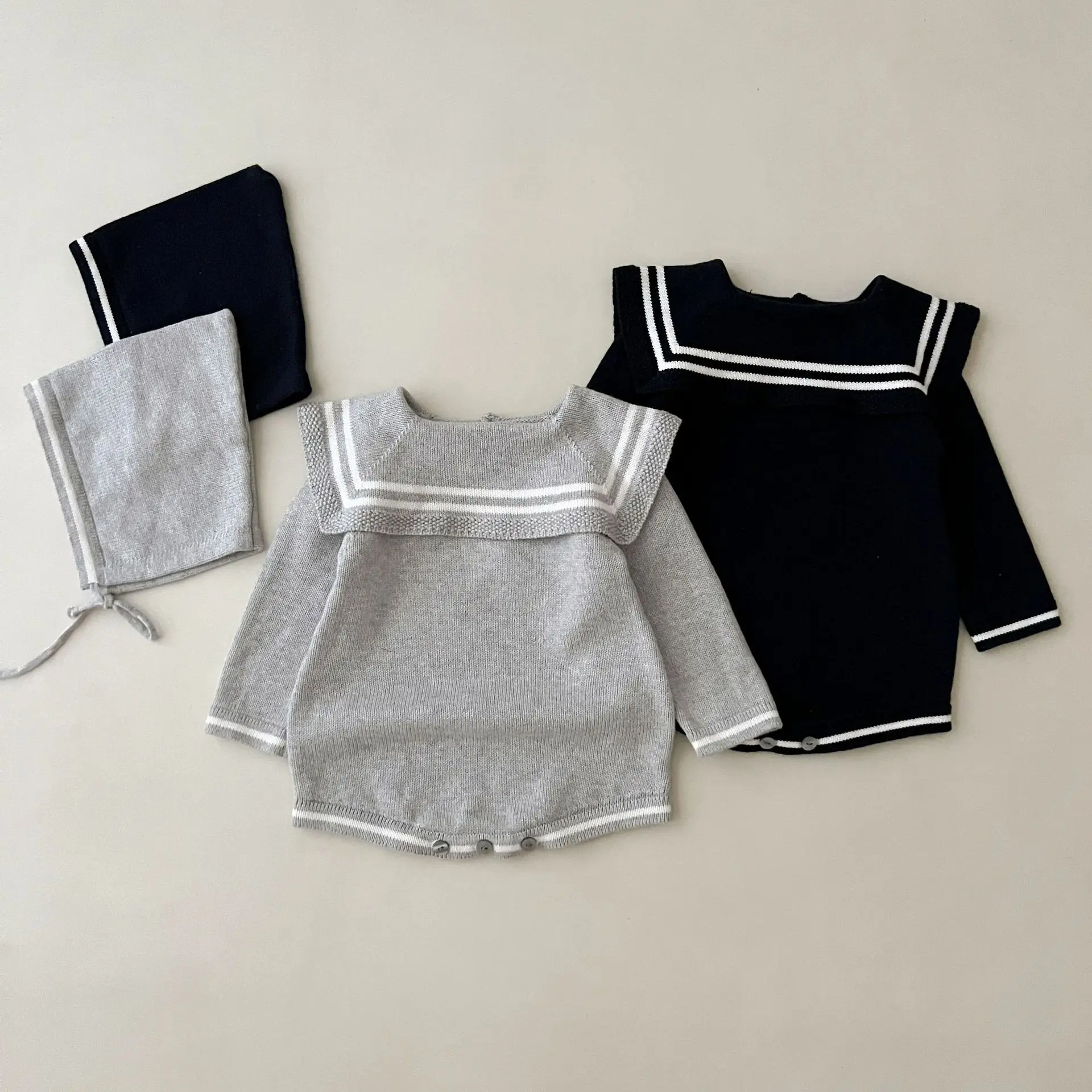

Knit Baby Romper Sweater Autumn Winter Newborn Baby Boy Girl Romper Clothes With Hat Set Infant Jumpsuit Toddler Playsuit Onesie