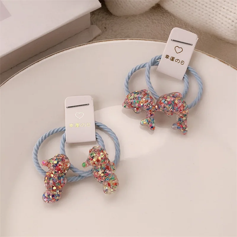 Ocean Sparkling Children's Hair Rope Cute Seahorse Star Small Head Rope Does Not Hurt Hair Baby Tie Head Rubber Band