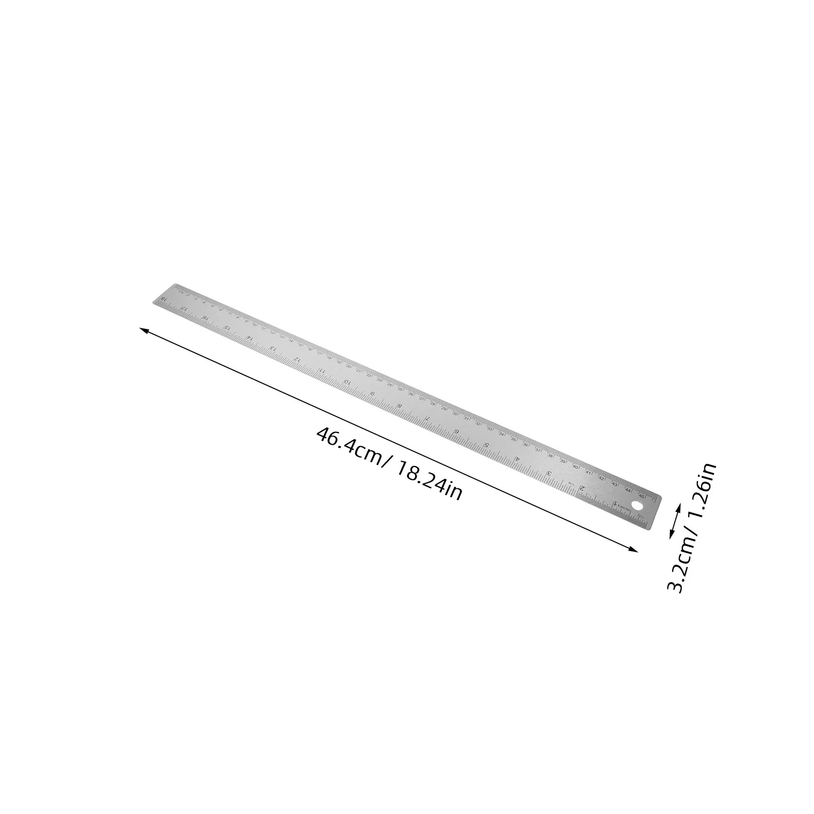 2Pcs 금속 자 스테인레스 스틸 18 인치 코르크 백킹 미끄럼 방지 직선형 자 그리기 제도 학교 용품