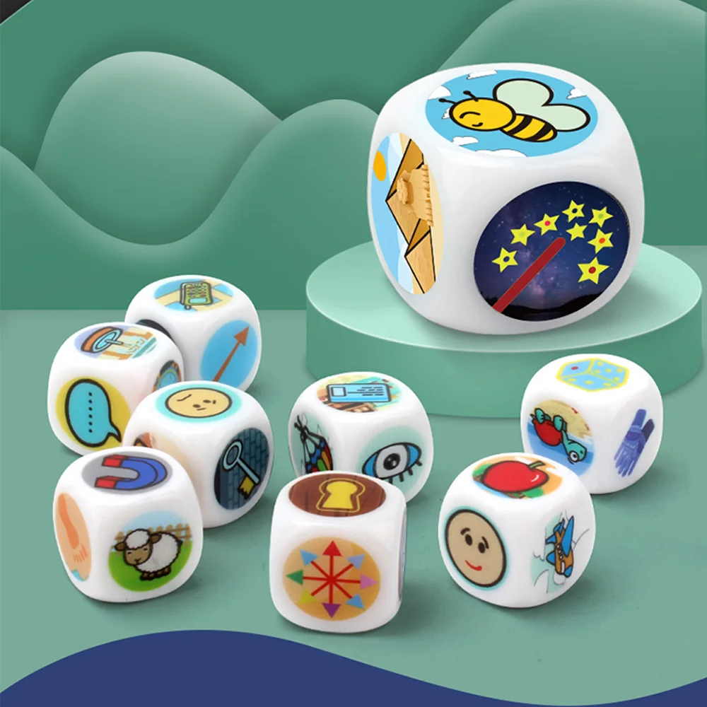 

9Pcs/set DIY Happy Story Dice Cubes Toys Unlimited Stories Combinations Iconic Storytelling Game Imaginative Play for Kids Gifts