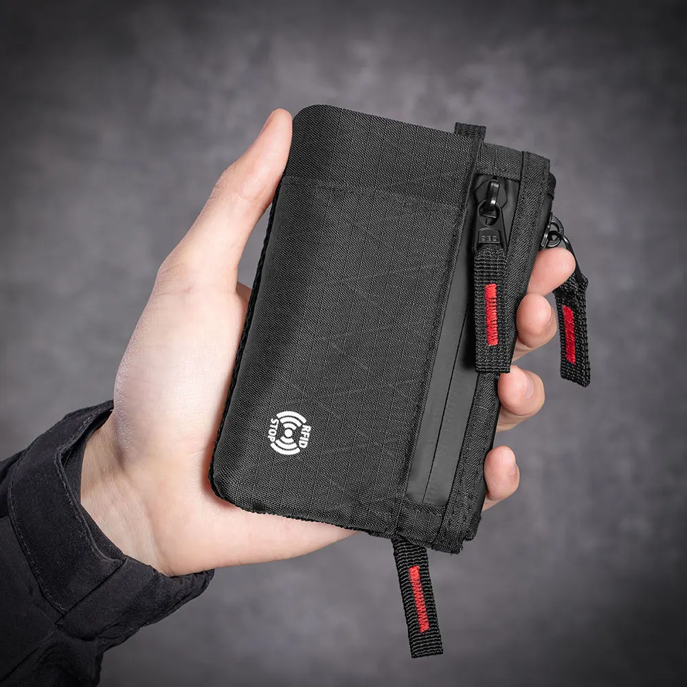 Compact RFID-Blocking Wallet with Zippered Coin Pouch and Card Organizer