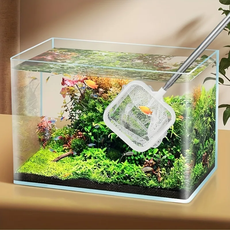Fishing Landing Net Extendable Telescopic Fish Shrimp Skimming Net Stainless Steel Handle Fish for Aquarium Tank