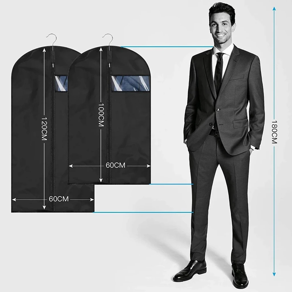 Waterproof Clothes Dust Cover Coat Suit Dress Protector Hanging Garment Bags Home Closet Organizer Dustproof Clothing Covers 2