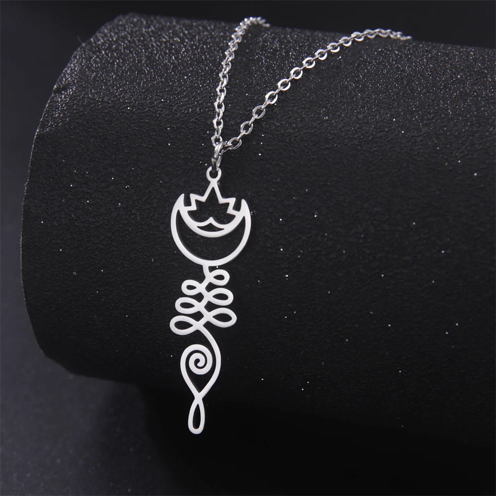 Unalome Lotus Blume Anhänger Halskette Edelstahl Gold Farbe Kette Halsketten Für Frauen Mädchen Trendy Buddhismus Amulett Schmuck – Detail 5