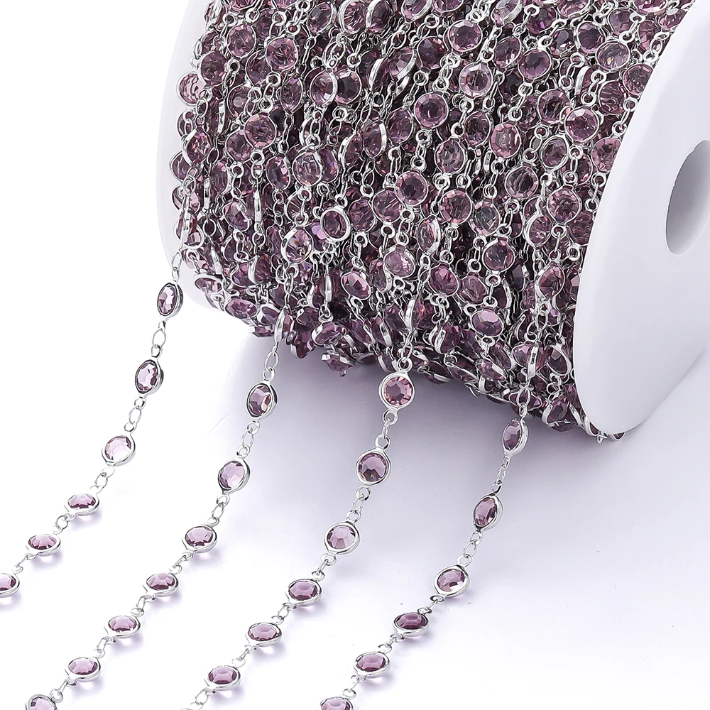 Vibrant Crystal Zircon & Glass Bead Chain