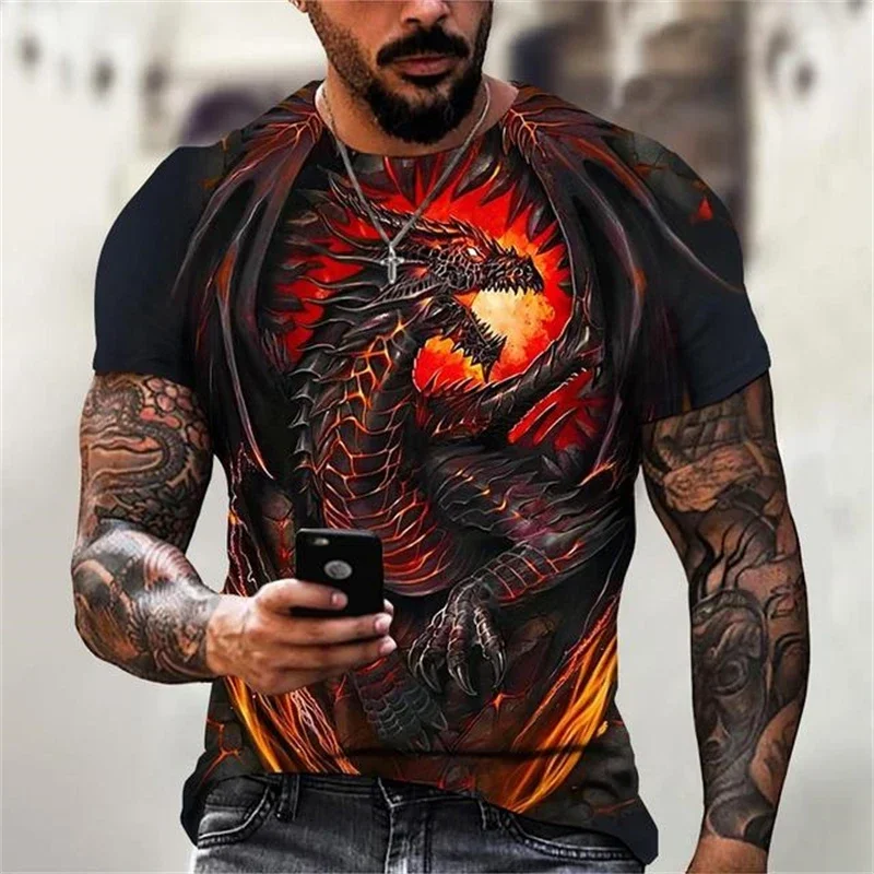 Funny-3D-Dragon-Print-T-Shirt-For-Men-Summer-Hot-Sale-Short-Sleeve-Hip ...