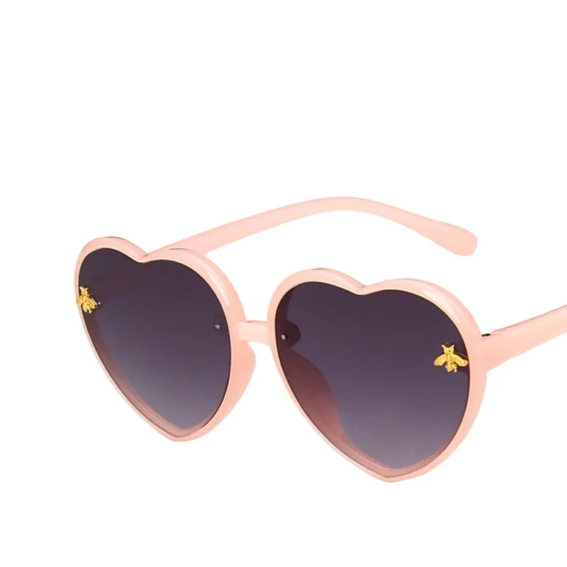 Cute Cartoon Bee Sunglasses Children Love Heart Shaped Frame Gradient Sun Glasses Girls Fashion Drive Outdoor Eyewear UV400