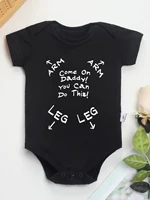 Baby Girls Boys Casual "Come One Daddy You Can Do This" Letter Print Newborn Cute Short Sleeve Onesie Clothes 1