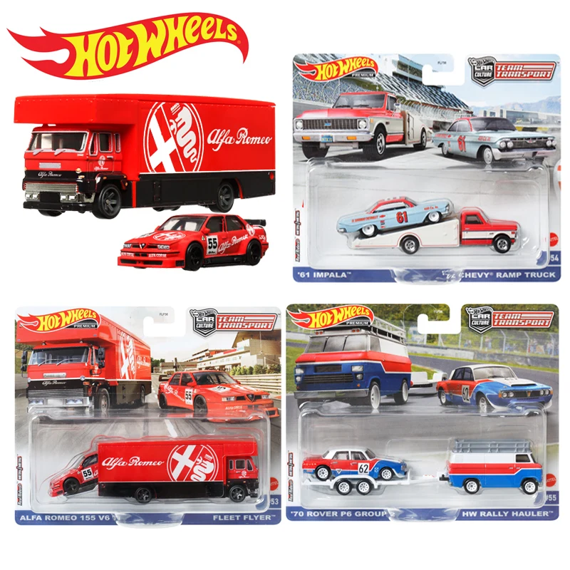 Genuine Hot Wheels Premium Car Culture Team Transport Carro 1/64 Diecast Chevy Ramp Truck Rally Hauler Toys For Boys Children