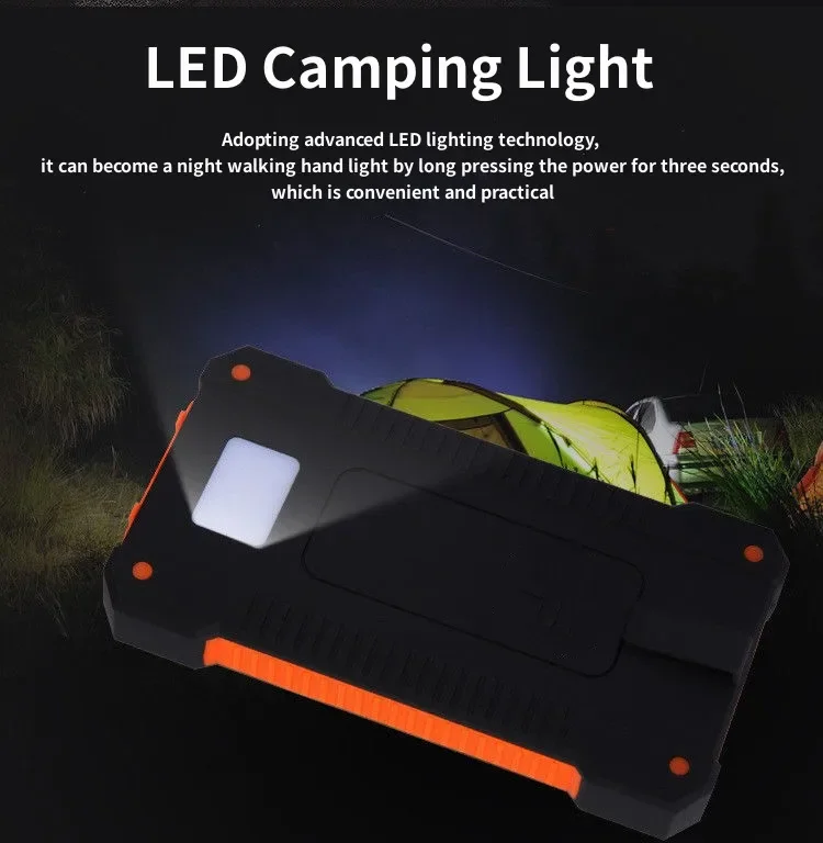 

Bestselling 200mAh Top Solar Power Bank Waterproof Emergency Charger External Battery Powerbank For MI IPhone LED SOS Light