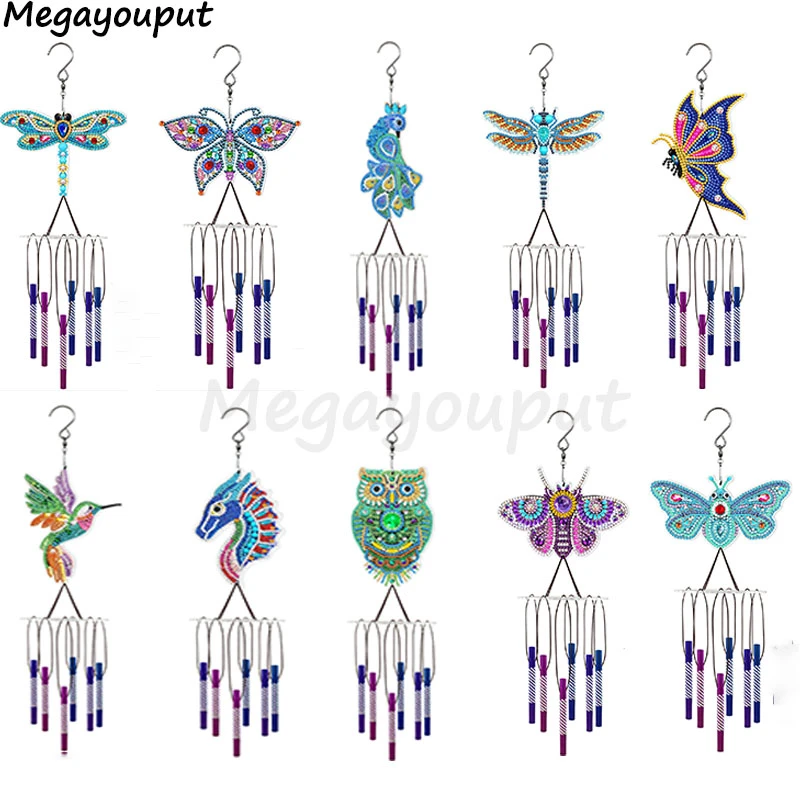 quilling needle price Double-Sided Diamond Painting Wind Chime Butterfly Peacock Pendant Wind Chime Park Window Home Decoration DIY Handmade Art Gift best Needle Arts & Craft