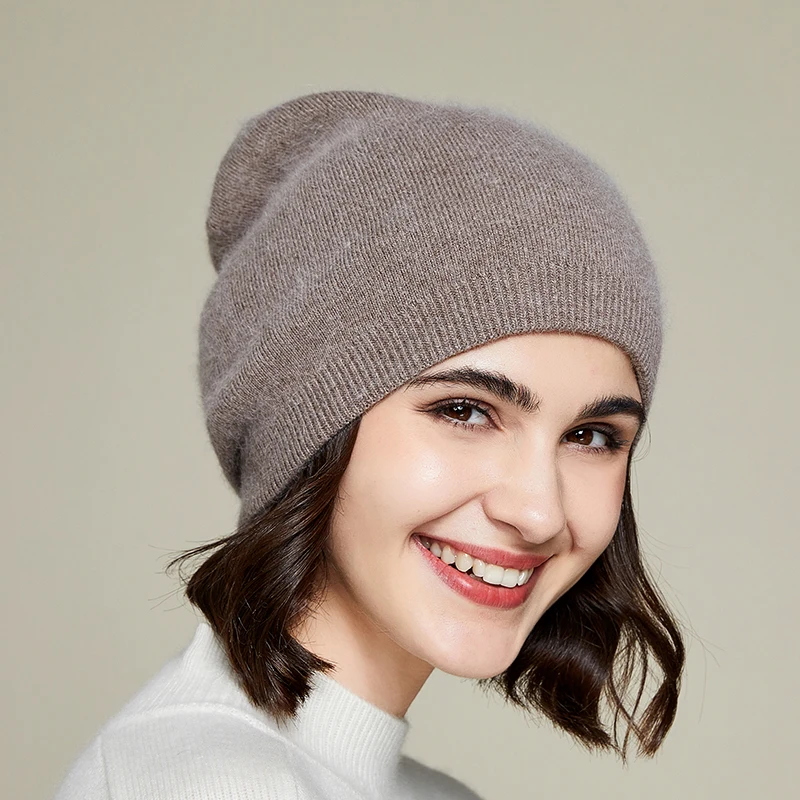 VISROVER 10 color unisex Autumn winter solid color rabbit cashmere beanies  New cashmere man woman Warm wool skullies 3