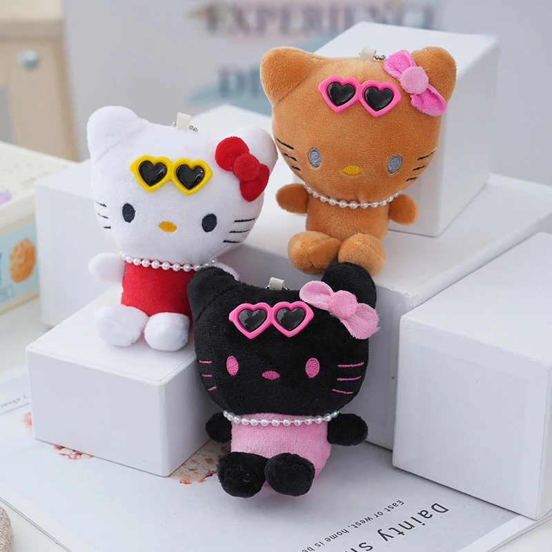 

Брелок для ключей Sanrio с героями мультфильмов Hello Kitty, плюшевые милые новые модели, привлекательные аниме милые девушки, сердце, портативные подвески, подарки для девочек