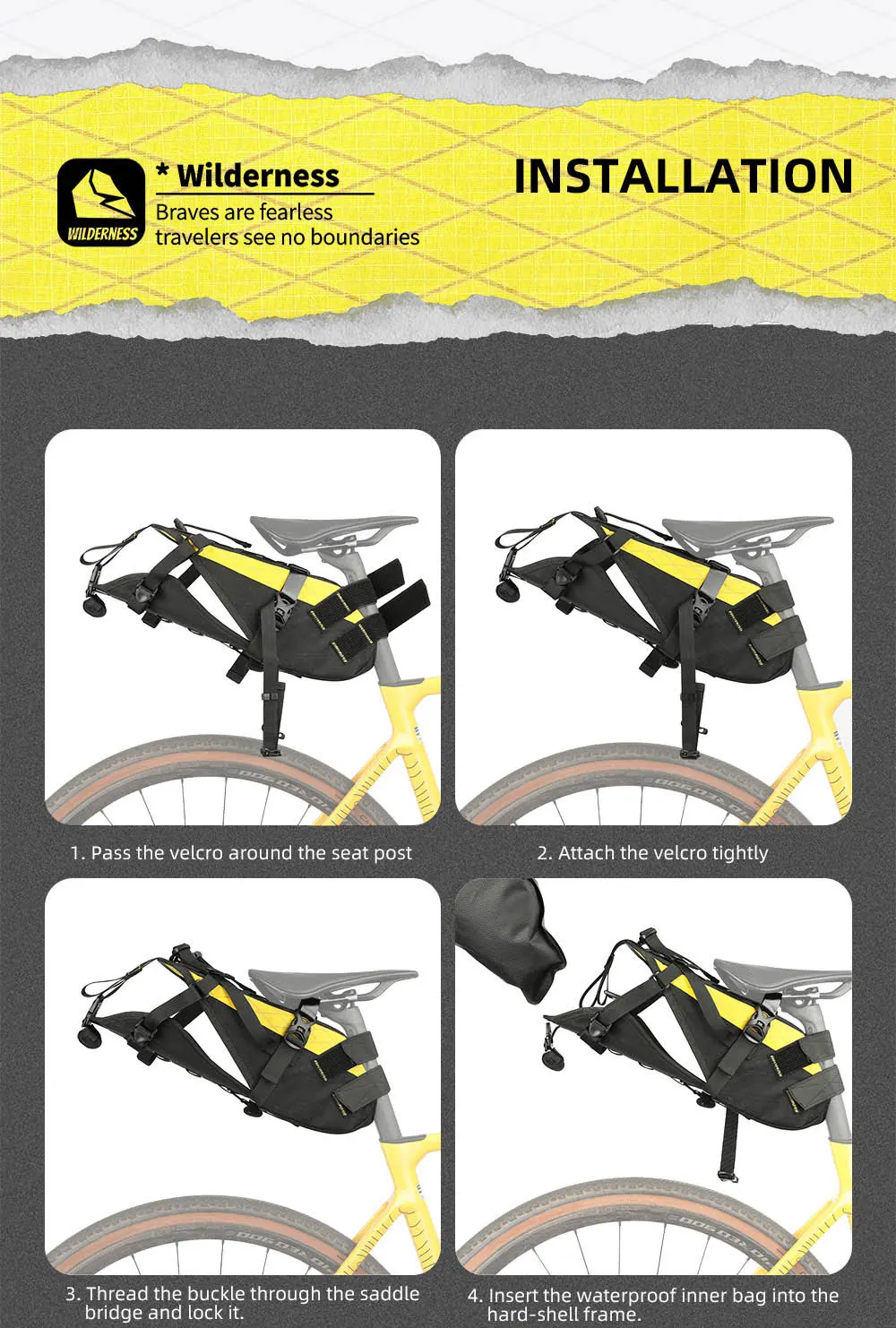 Rhinowalk Fahrrad-Satteltasche, stabil, nicht schütteln, 14 l, großes Fassungsvermögen, abnehmbarer Trockensack, wasserdicht, für MTB, Rennrad, Kies, Fahrrad, Verpackung – Detail 10