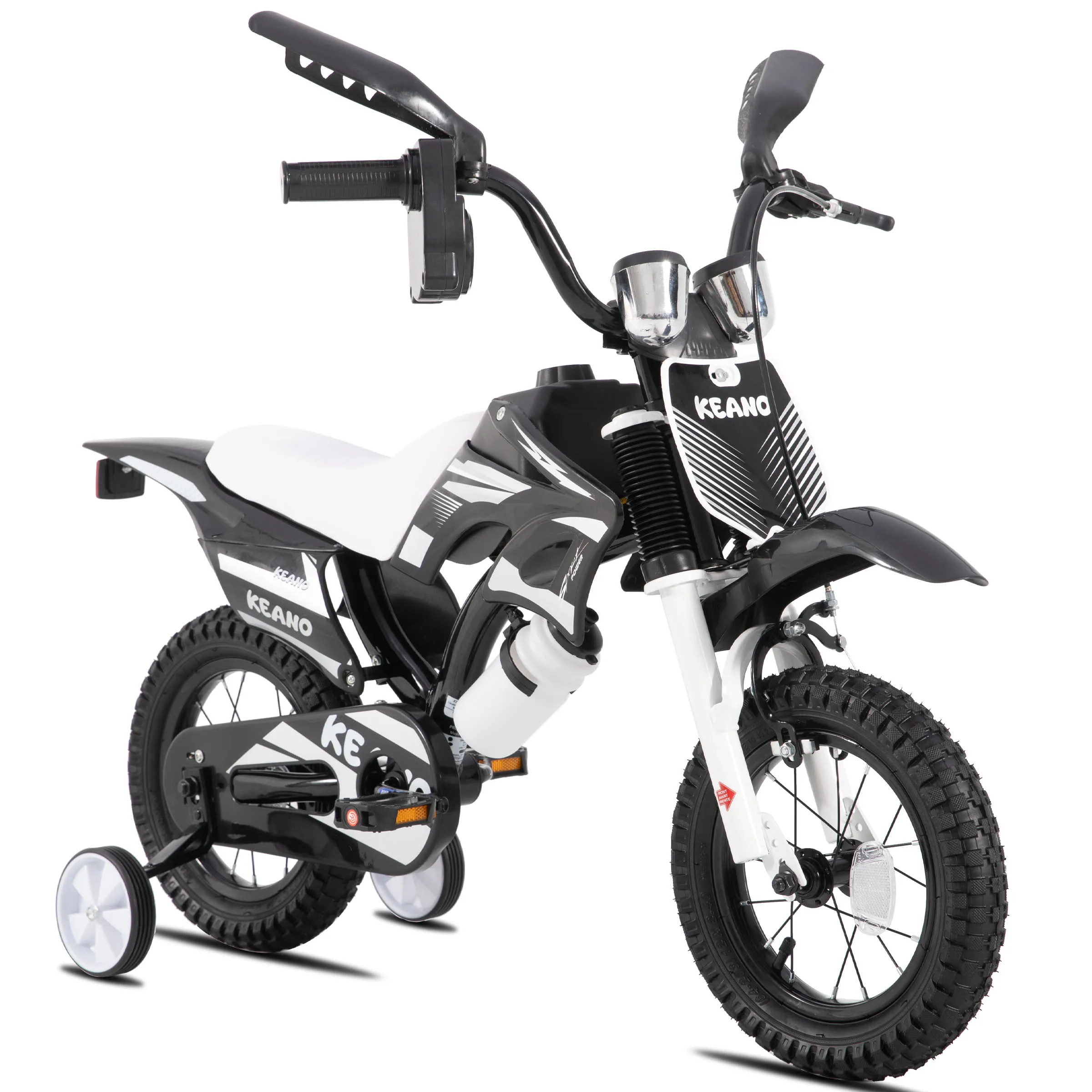 Vélo pour enfants de style motocross KEANO pour garçons et filles de 3 à 7 ans, vélos de 12 et 16 pouces avec roues d'apprentissage et plaque d'immatriculation 1 Vélo pour enfants de style motocross KEANO pour garçons et filles de 3 à 7 ans, vélos de 12 et 16 pouces avec roues d'apprentissage et plaque d'immatriculation 1