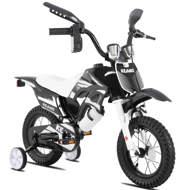 Vélo pour enfants de style motocross KEANO pour garçons et filles de 3 à 7 ans, vélos de 12 et 16 pouces avec roues d'apprentissage et plaque d'immatriculation 1