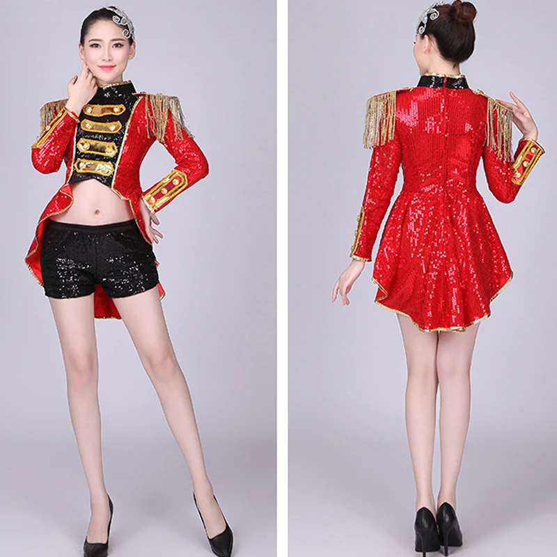 Stage Costume Red Yellow Tassels Nightclub Dance Clothes Spanish Bullfighter Sequin Dj European Court Women Jazz Dance Outfit