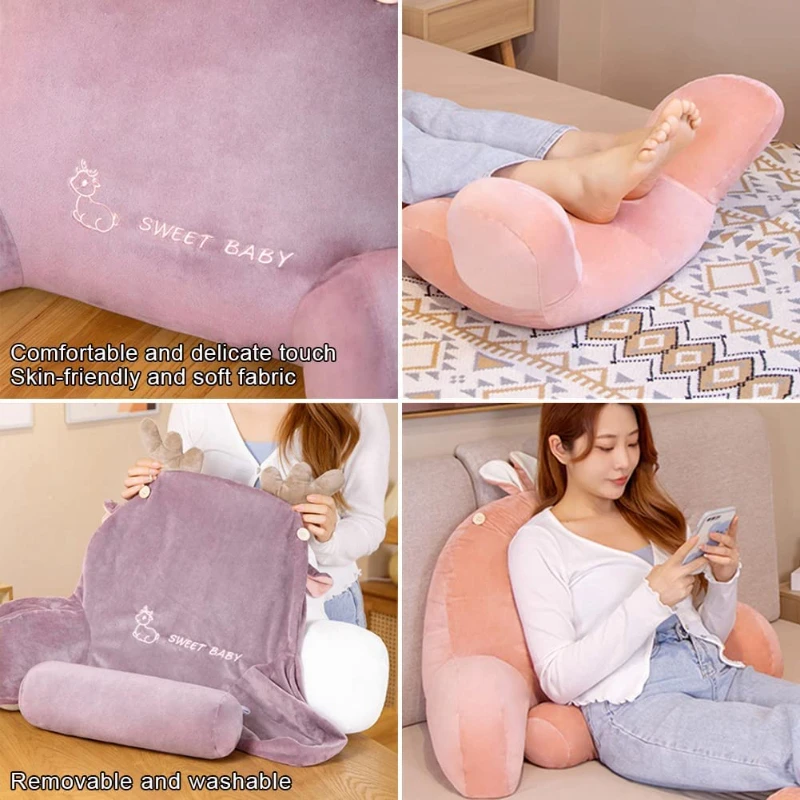 Homguava Reading Pillow Memory Foam Gaming Pillow Arm Rest Pillow with Side  Pocket Large Furry Pillow for Adults Perfectly Fitting Your Body for