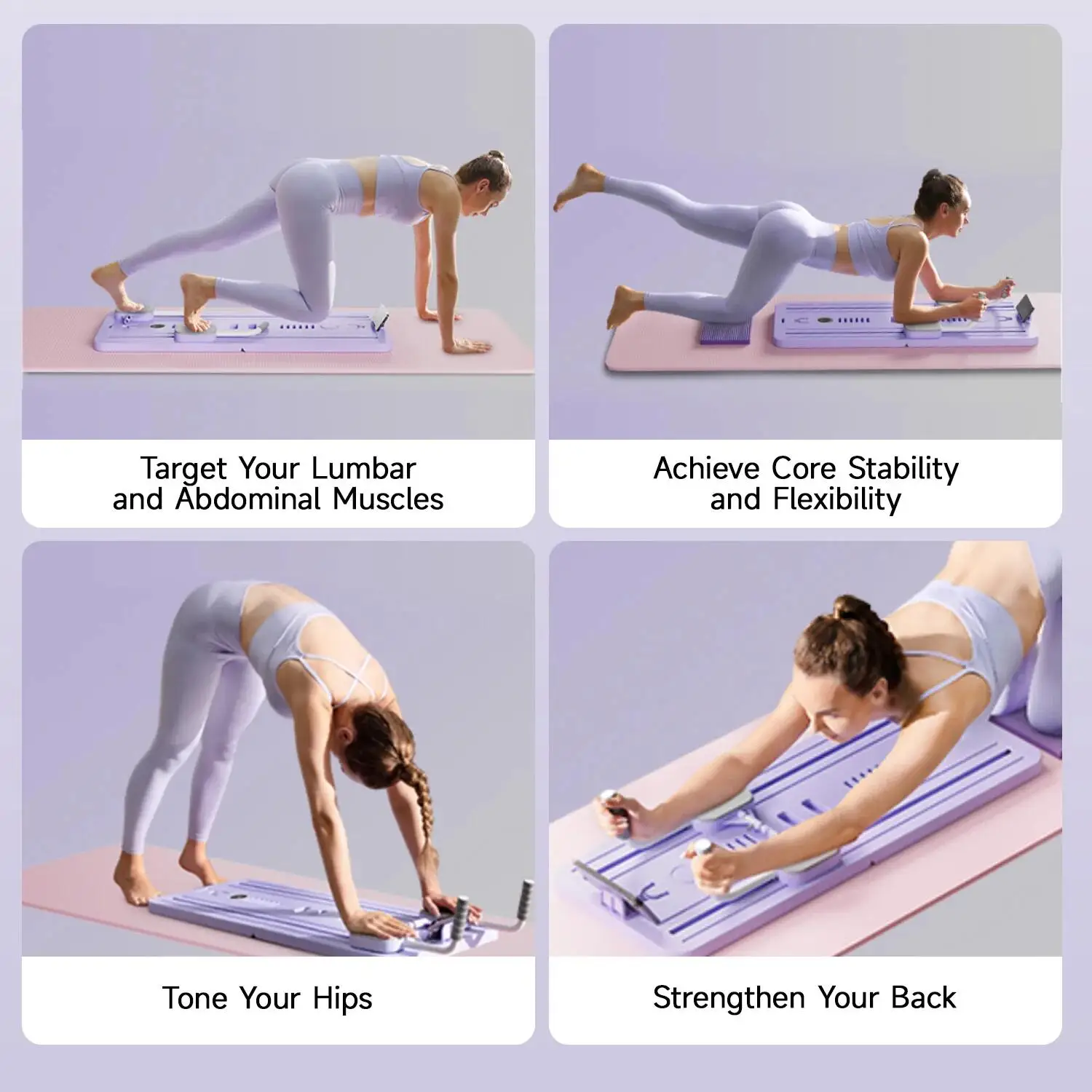 Multifunctional Abdominal Exercise Board Fitness Board Leg & Arm Toner Automatic Rebound Fitness Equipment Pilates Reformer Set