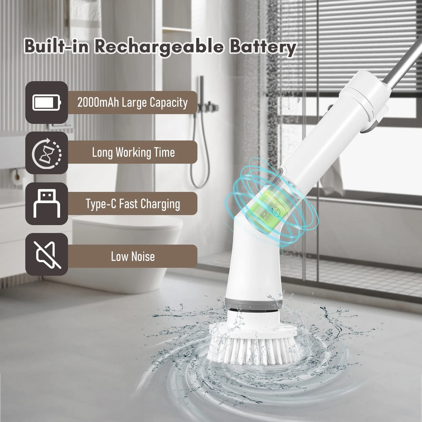 Dropship Electric Spin Scrubber, Cordless Cleaning Brush With 4 Replaceable  Brush Heads And Adjustable Extension Handle Power Shower Scrubber For  Bathroom, Kitchen, Tub, Tile, Floor to Sell Online at a Lower Price