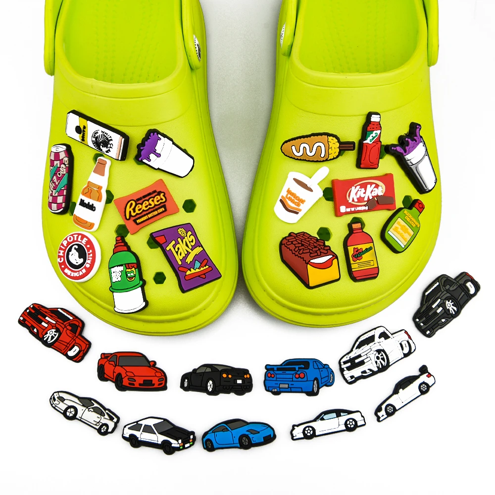 Hot Sell PVC Mexican Food Croc Shoe Charms Mexico Women Snake Drink Grill Chips Shoe Decorations Colorful Sports Car Accessories