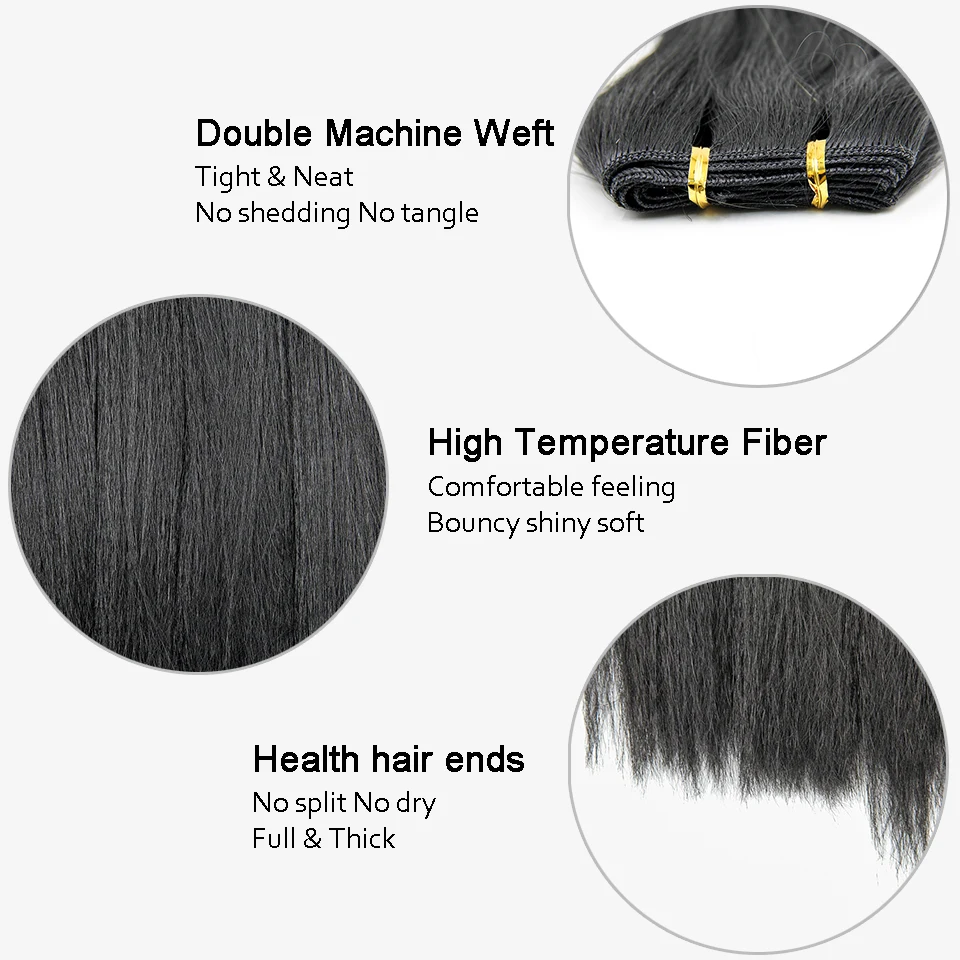 Short Straight Bundles With Fringe Hair Extensions Synthetic Straight Hair Weaving Short Bob Heat Resistant Fiber Wig
