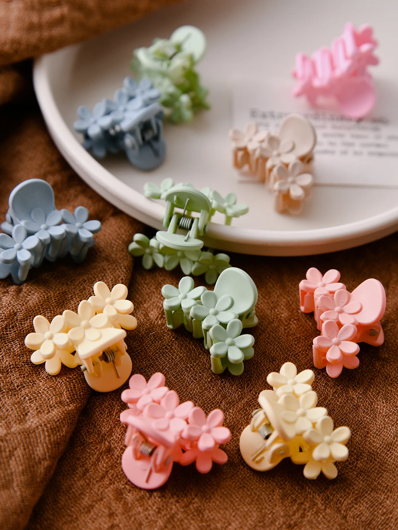 10 Teile/satz Süße Farbe Gemischt Kleine Matt Blume Haar Clip Klaue Haarnadel Barrettes Frauen Mädchen Kinder Hairgrip Zubehör Kopfbedeckungen – Detail 1
