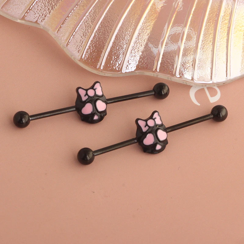 14 Gauge Surgical Steel Industrial Barbell Ring Ear Straight Barbell Stud Cartilage Earring Helix Body Piercing Jewelry 14G